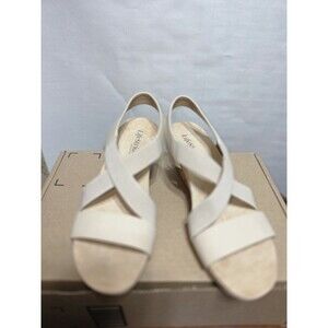 LifeStride Mexico Wedge Sandals Women's 7M Bone Cream Cork Slingback Comfort GUC